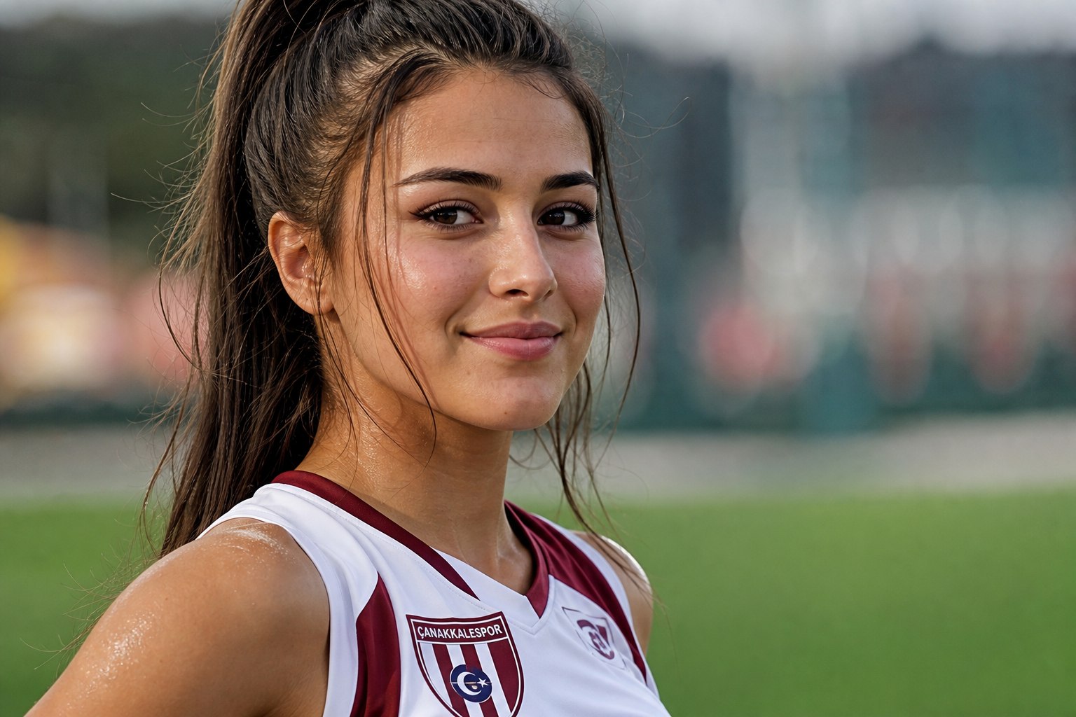 Çanakkale Spor Güzelleri Galerisi örneklerinden makyajlı spor kızın dinamik karesi
