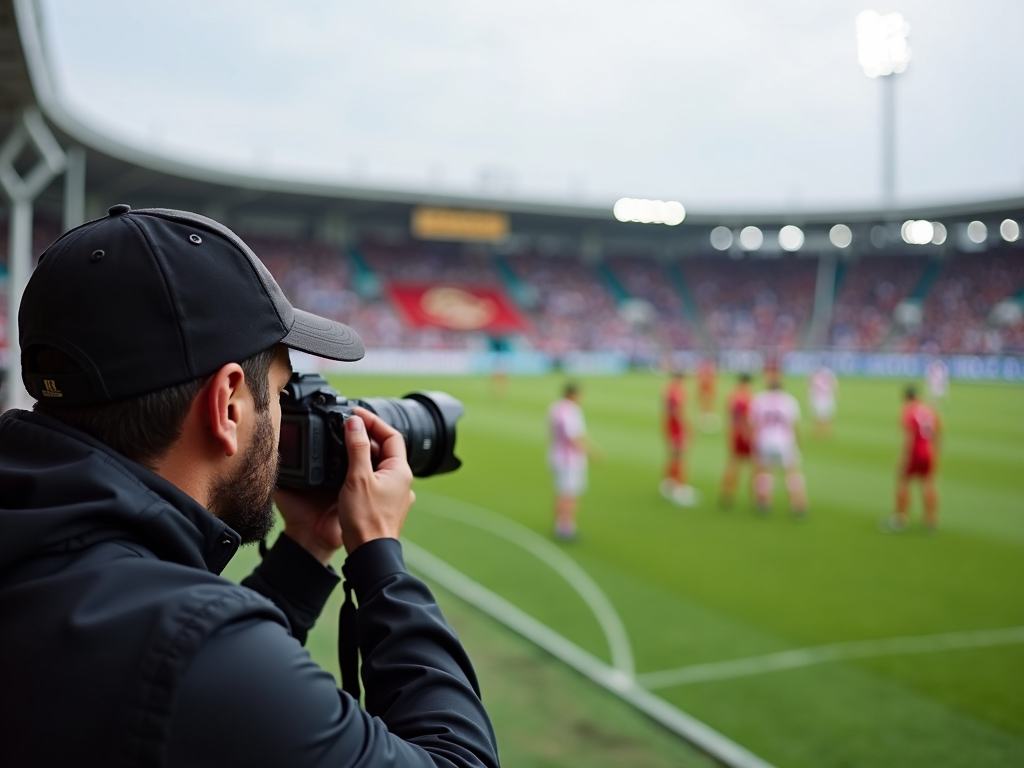 Çanakkale’de futbol maçında anı yakalayan spor fotoğrafçısı, kamerasıyla sahaya odaklanmış durumda.