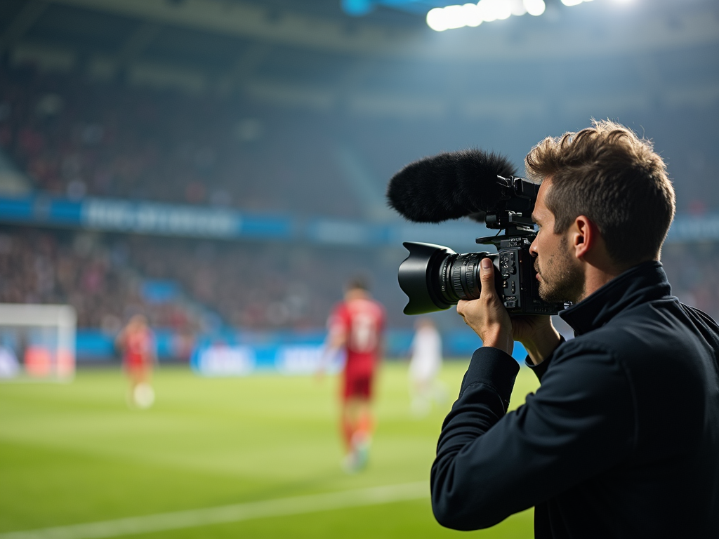 Futbol maçı çeken profesyonel fotoğrafçı