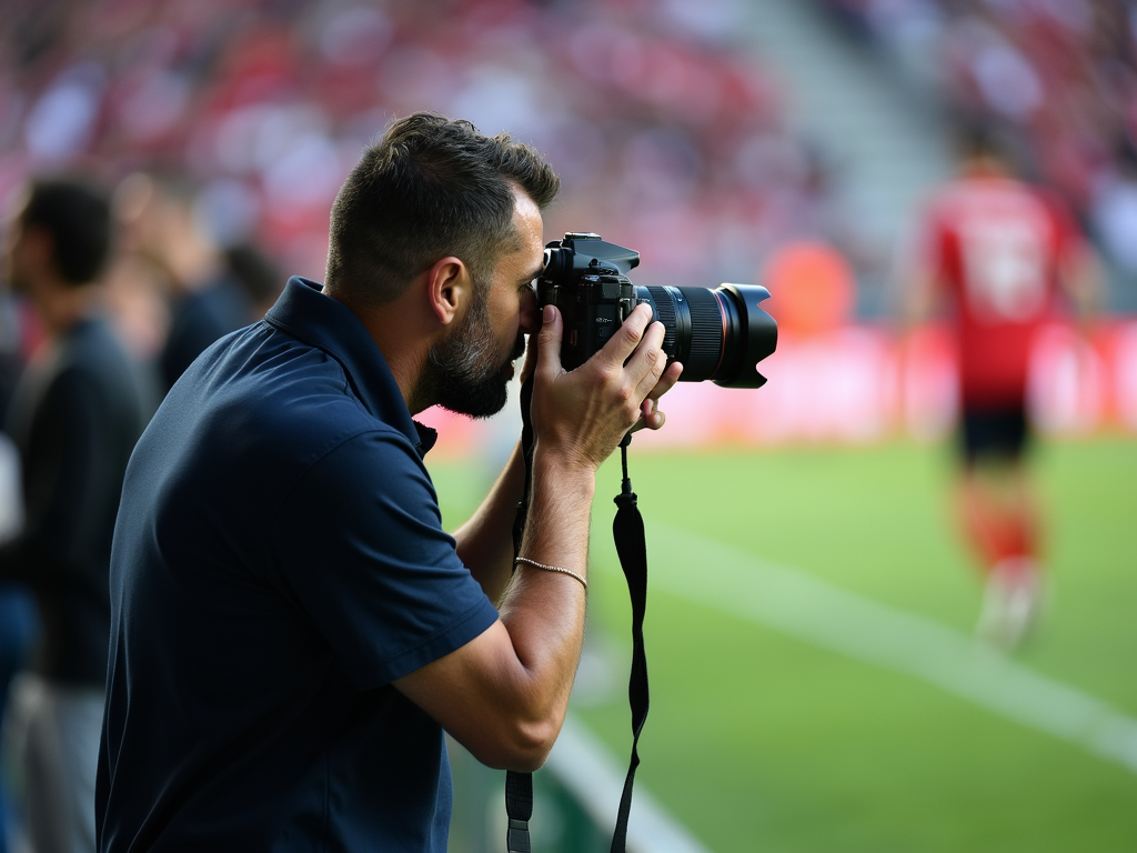 Çanakkale'de bir futbol maçında spor fotoğrafçısı