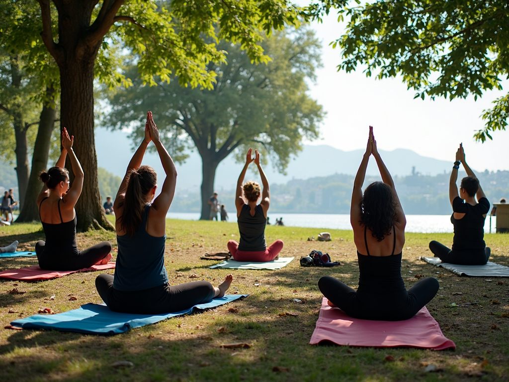 Çanakkale’de parkta yoga yapan bir grup
