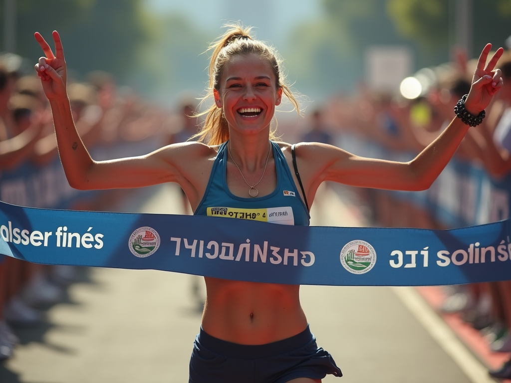 Maratonu tamamlayan genç kadın