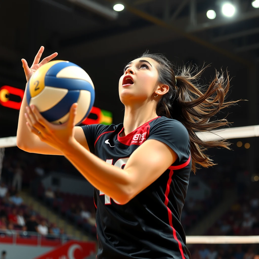 Neslihan Demir voleybolda smaç vururken aksiyon anı