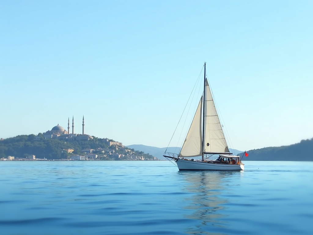 Çanakkale Boğazı’nda yelkenli bir tekne