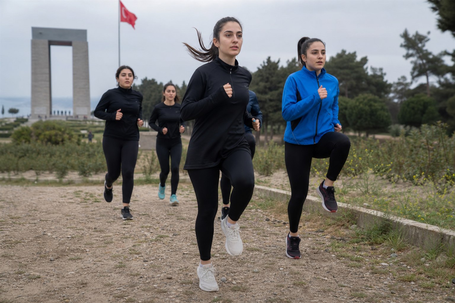 Genç kızlar spor antrenmanı Çanakkale