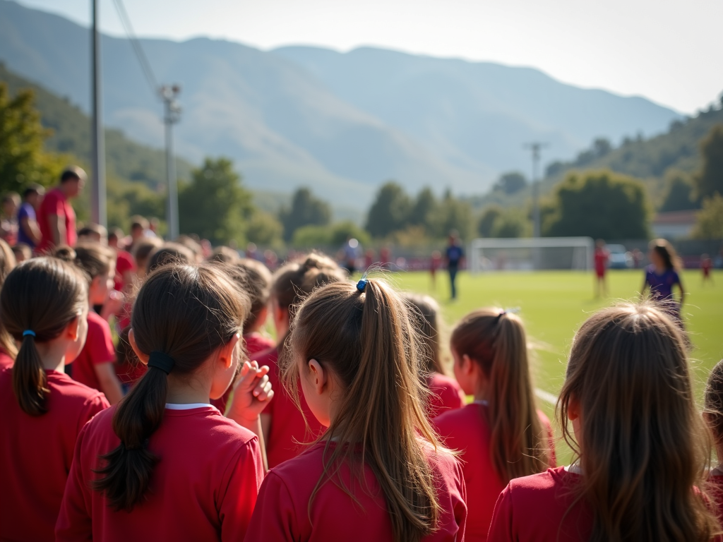 Çanakkale'de aileleriyle birlikte spor etkinliği izleyen genç kızlar, topluluk desteğini hissediyor.