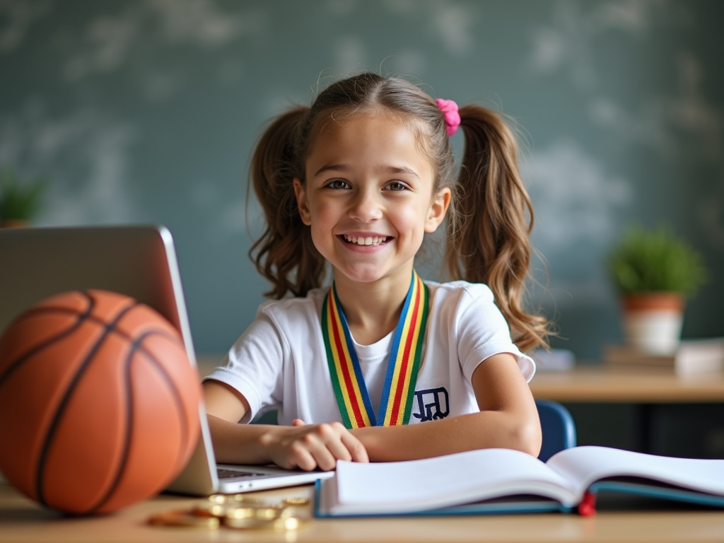 Genç bir kız, spor ve akademik çalışmaları arasında denge kuruyor.