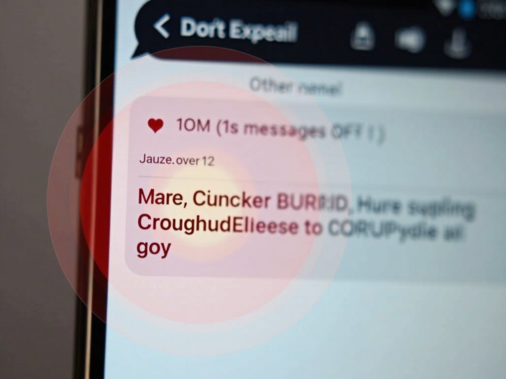 Akıllı telefon ekranında şüpheli bir bağlantı içeren bir metin mesajı ve üzerinde kırmızı bir uyarı işareti.
