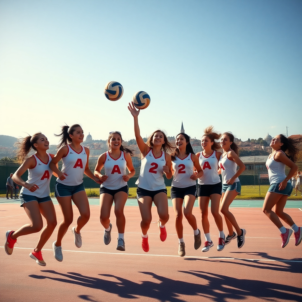 Çanakkale'de voleybol oynayan genç kızlar