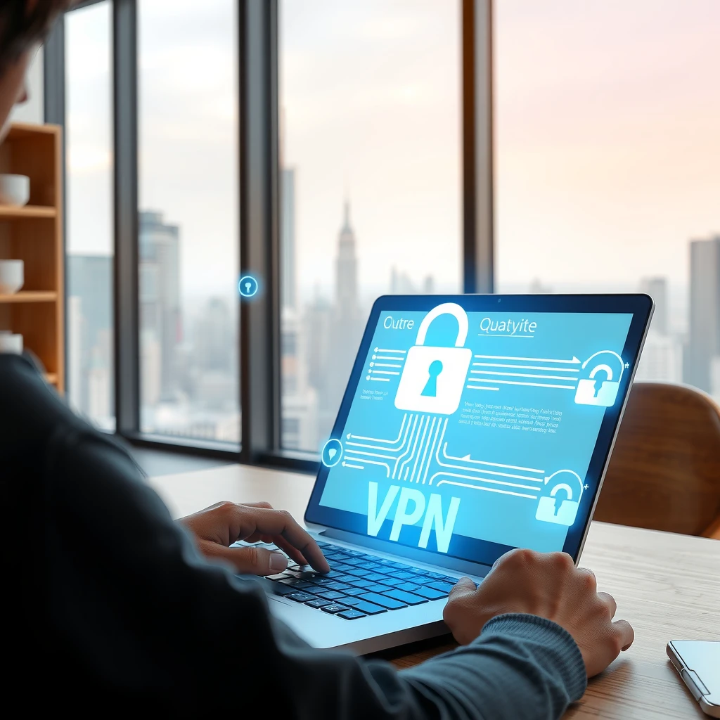 VPN bağlantısı aktif bir laptop kullanan kişi