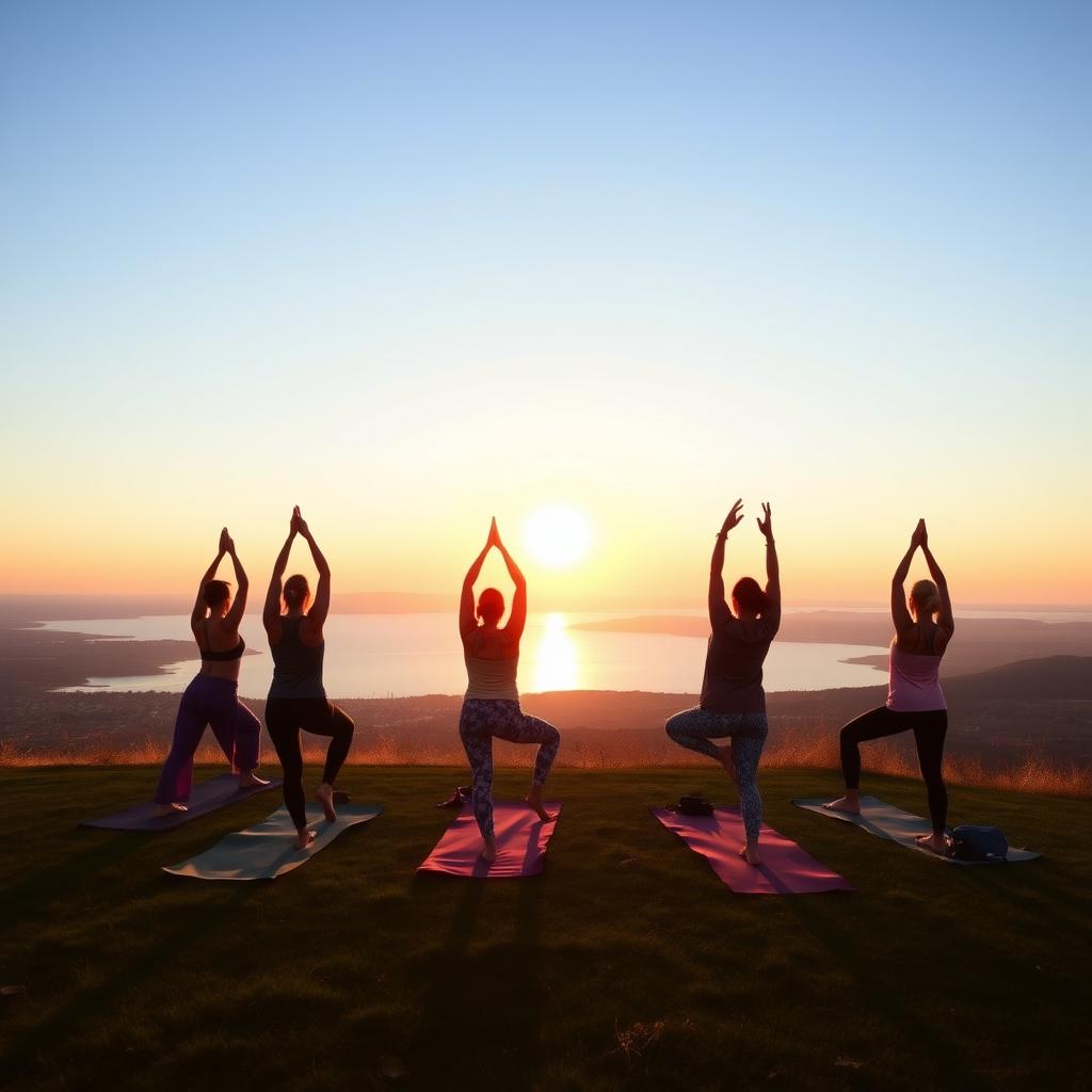 Çanakkale’de gün batımında yoga yapan genç kadınlar