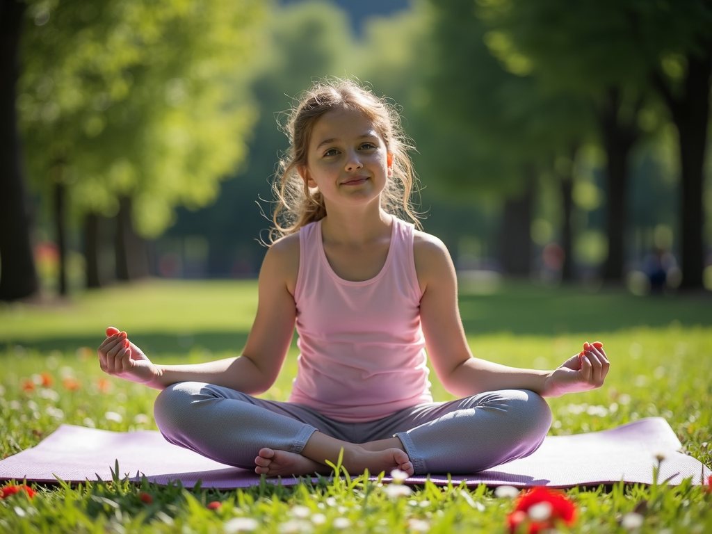 Çanakkale’de parkta yoga yapan genç bir kız