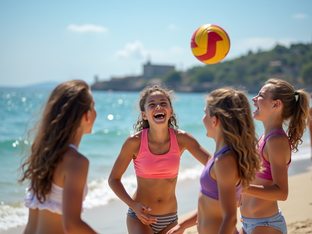 Çanakkale'de voleybol oynayan genç kızlar