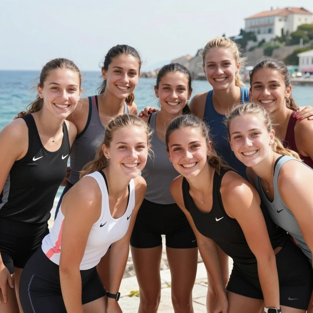 Çanakkale kız spor makyaj ile etkinlik sonrası gülümseyen grup fotoğrafı