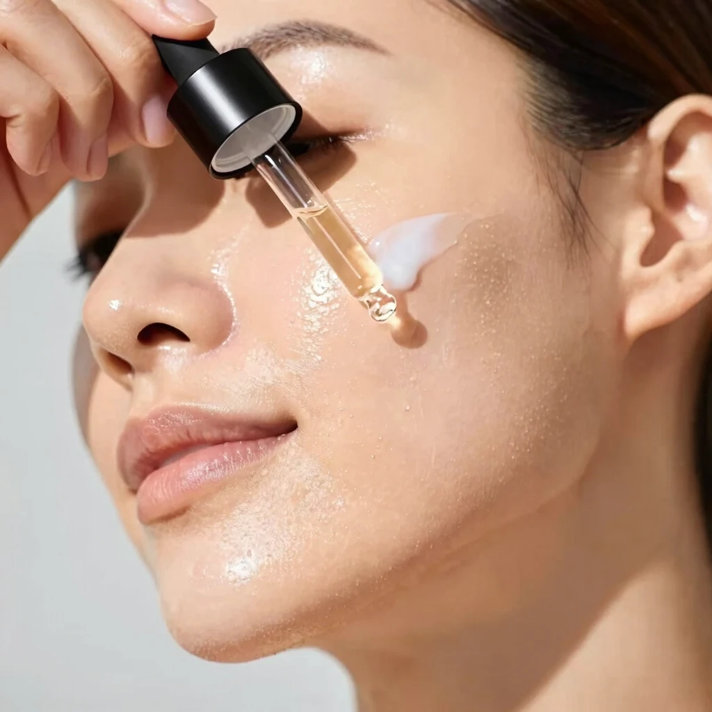 Cilde nemlendirici serum uygulayan el