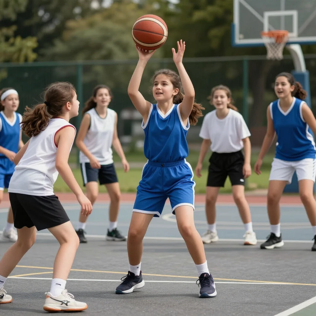 Genç Türk kızlar spor yaparken