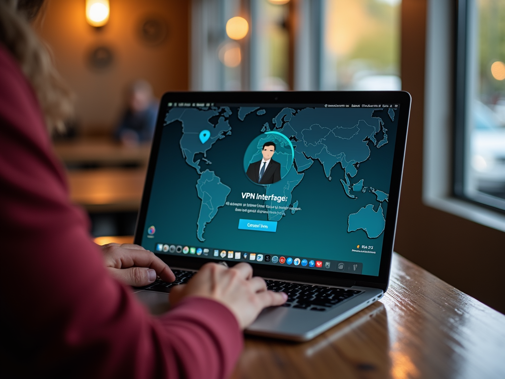 Çanakkale’de bir kafede VPN arayüzü açık bir dizüstü bilgisayar kullanan kişi