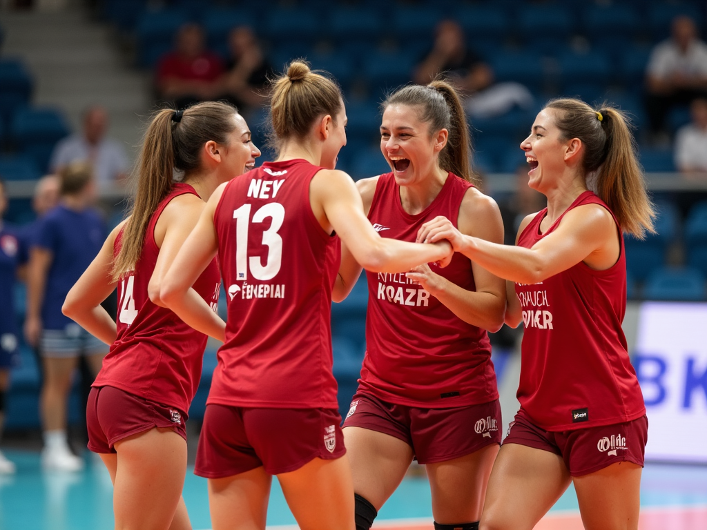 Çanakkale Belediyespor Kadın Voleybol Takımı zafer kutluyor