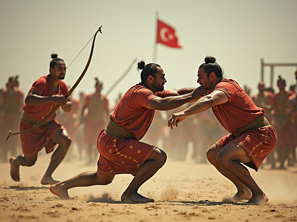 Türkiye'de geleneksel sporlar: Yağlı güreş ve okçuluk.