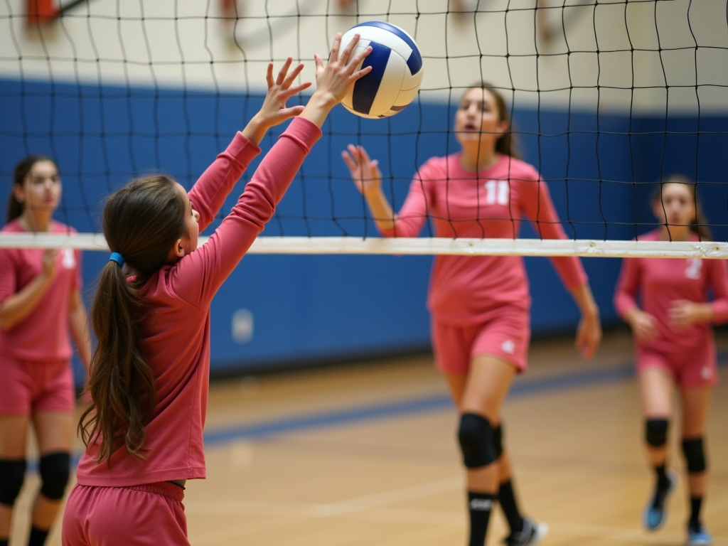 Voleybol maçında topa vuran genç kız