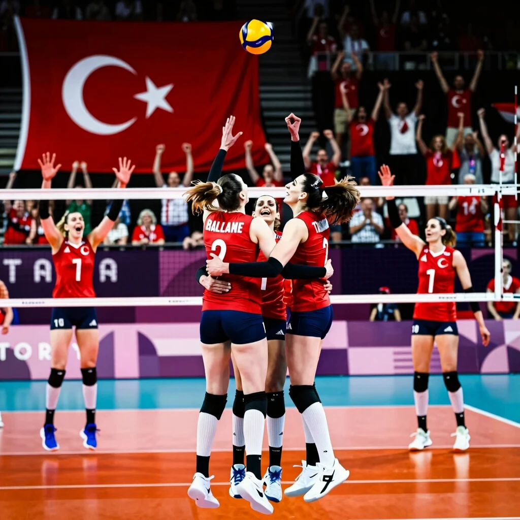 Türkiye kadın milli voleybol takımı zafer anında kutlarken
