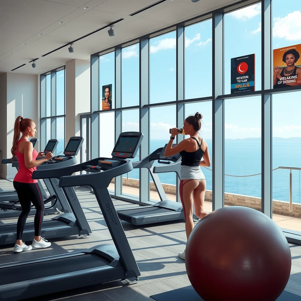 Çanakkale'deki modern spor salonunda egzersiz yapan genç kızlar