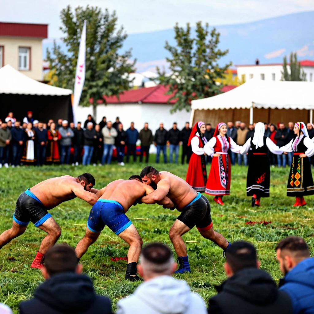 Çanakkale'de geleneksel yağlı güreş ve halk oyunları festivali
