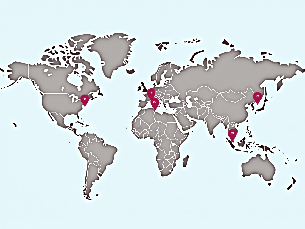 VPN sunucularının küresel dağılımını gösteren dünya haritası