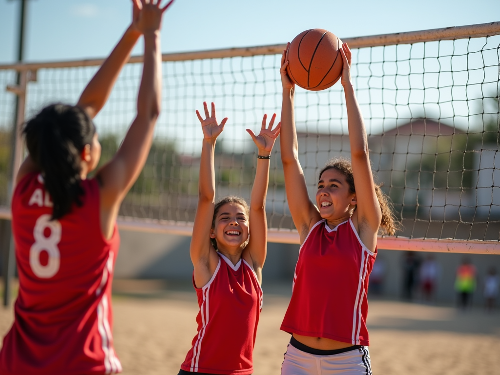 Çanakkale'de spor yapan genç kızlar: Voleybol ve basketbol.