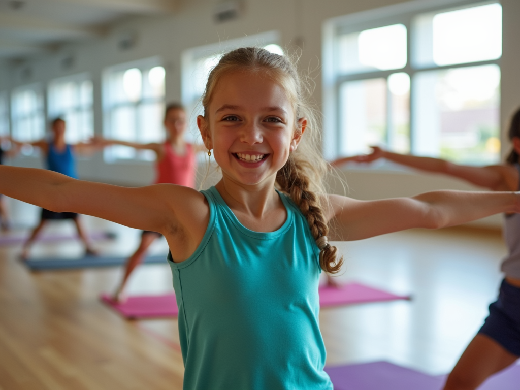 Çanakkale'deki modern spor salonunda yoga yapan genç kızlar