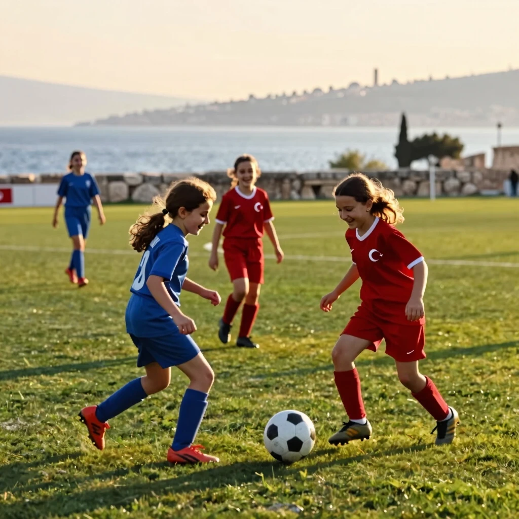 Çanakkale spor güzel kızlar, futbol sahasında eğlenirken