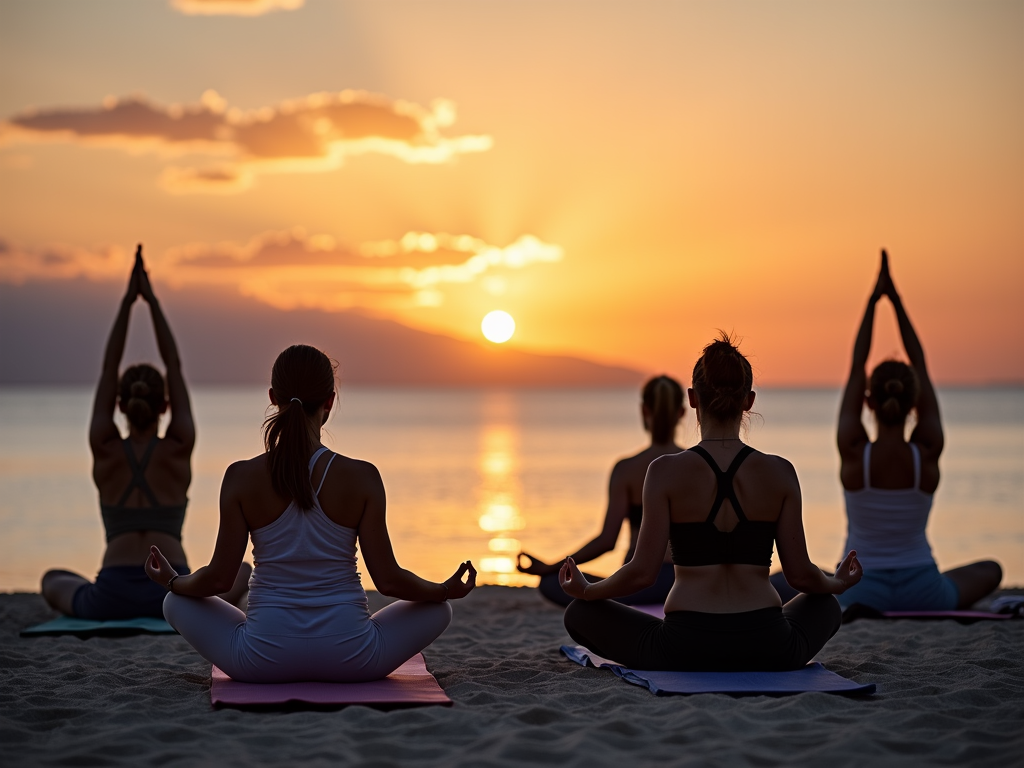 Çanakkale’de gün batımında yoga