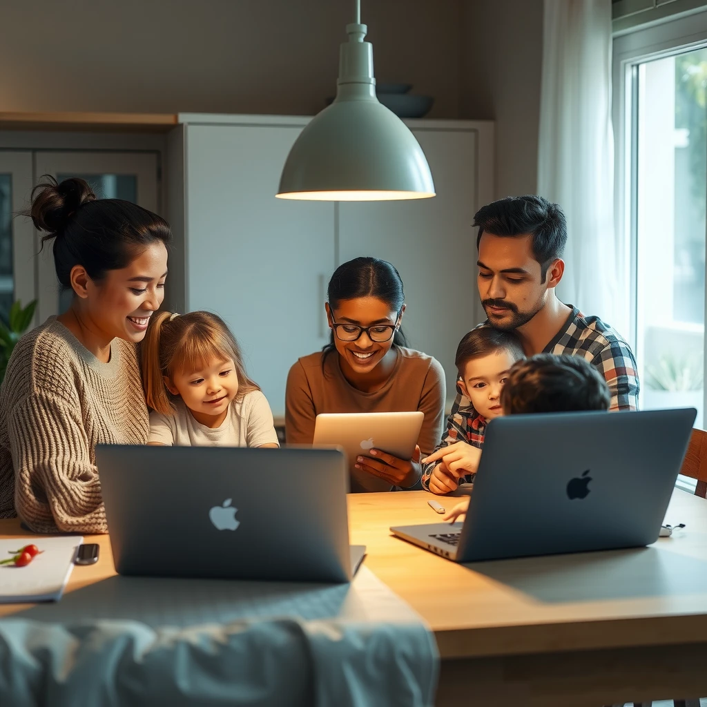 Aile evde online güvenlik hakkında sohbet ediyor