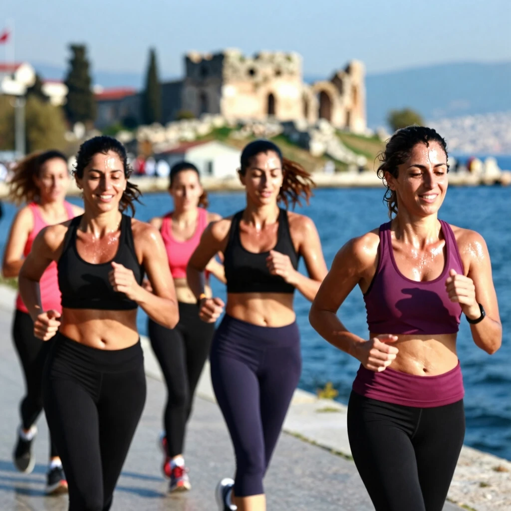 Çanakkale'de koşan sporcu kadın grubu