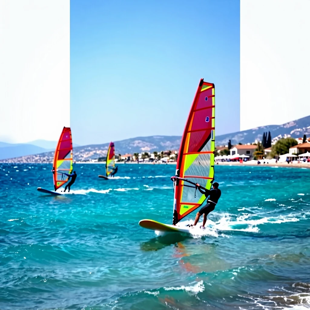 Saros Körfezi'nde rüzgar sörfü yapan sporcular