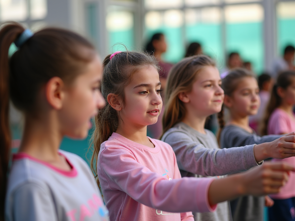 Çanakkale Belediyesi tarafından düzenlenen spor atölyesine katılan genç kızlar.