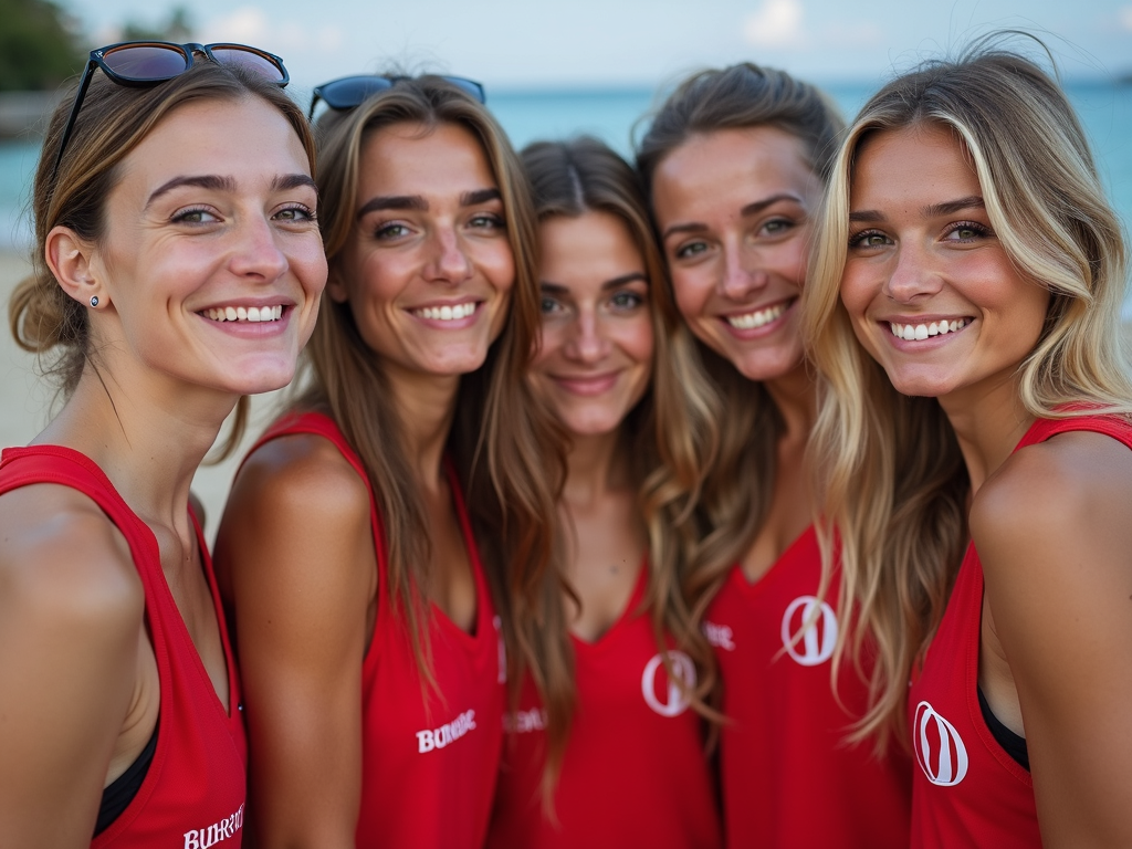 Çanakkale'de doğal makyajlı kadın voleybol takımı.