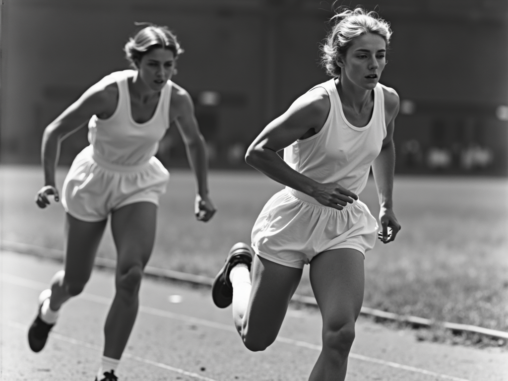 20. yüzyılın başlarında yarışan kadın sporcuların siyah beyaz fotoğrafı