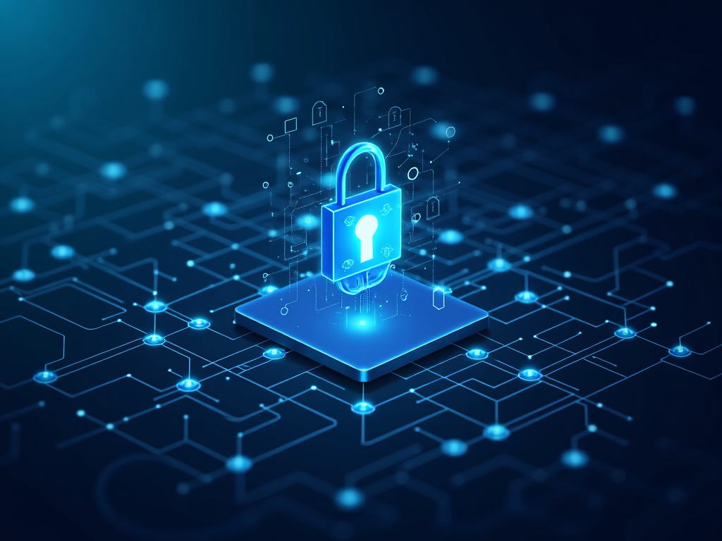 Siber güvenlik trendlerini temsil eden kavramsal bir görüntü, örneğin yapay zeka algoritmalarının tehditleri tespit ettiği veya blockchain ağının verileri güvence altına aldığı bir sahne.