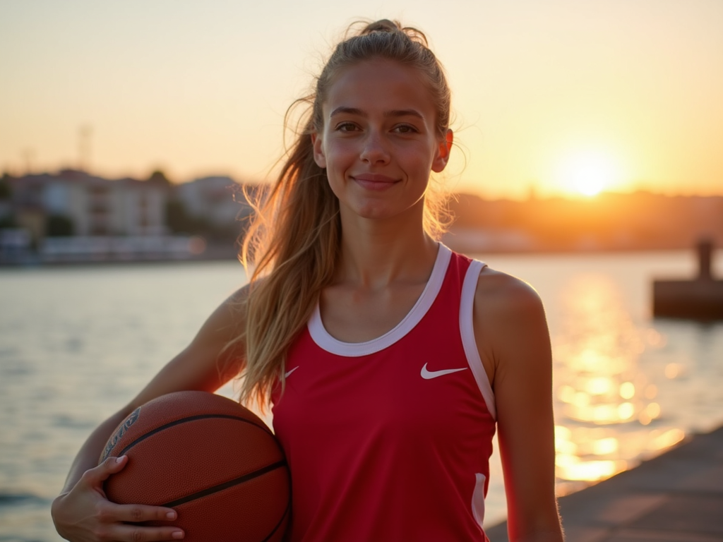 Çanakkale'de basketbol topu tutan kararlı bir genç kız