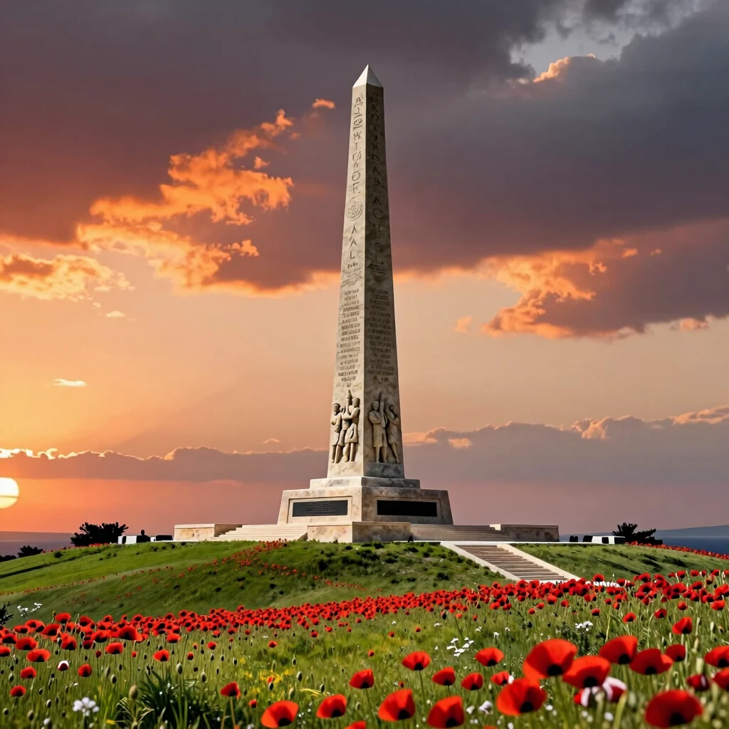 Çanakkale Savaşı anıtları ve Gelibolu Yarımadası gün batımında