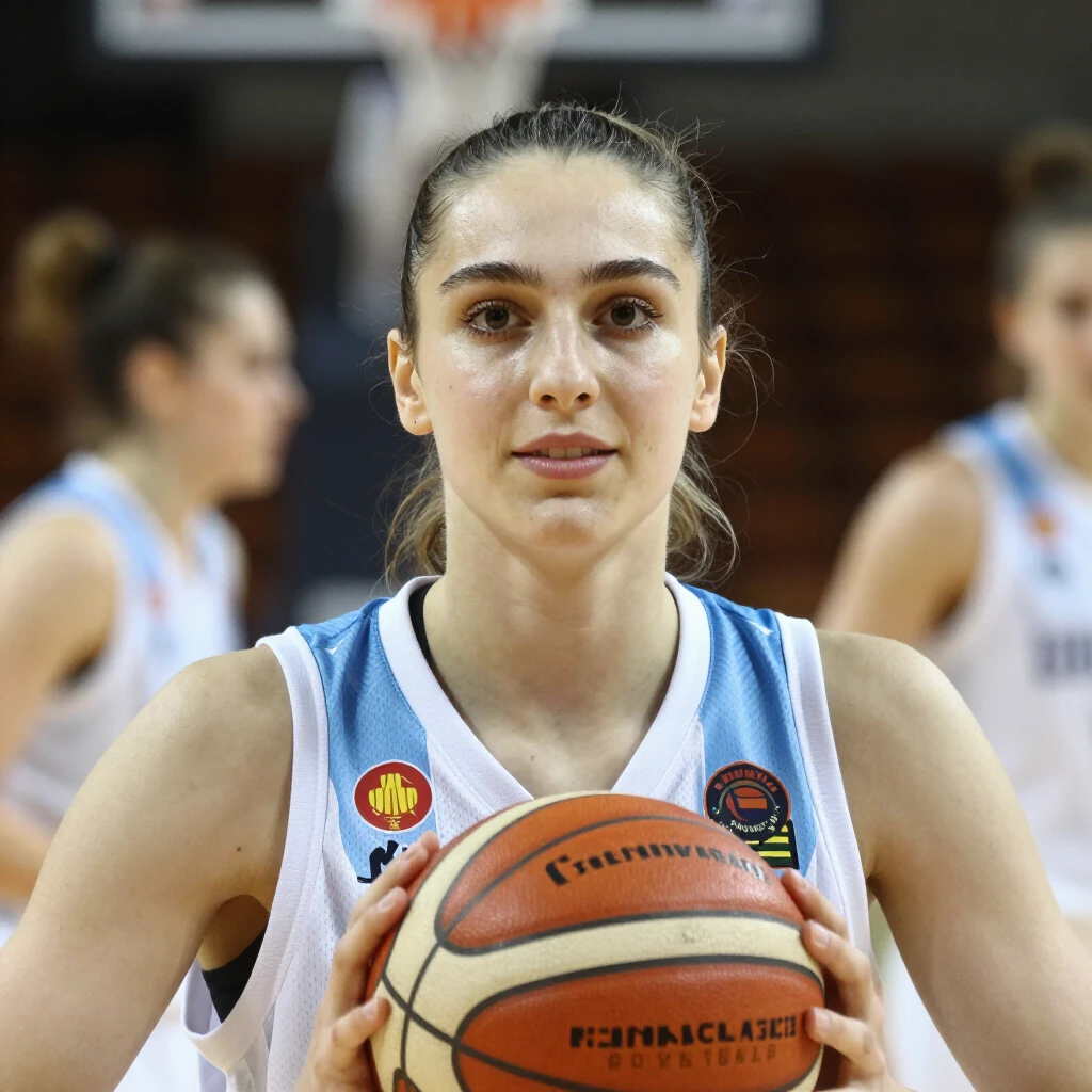 Çanakkale kız spor makyajı ile basketbolcu portresi, doğal ve güçlü bir ifade