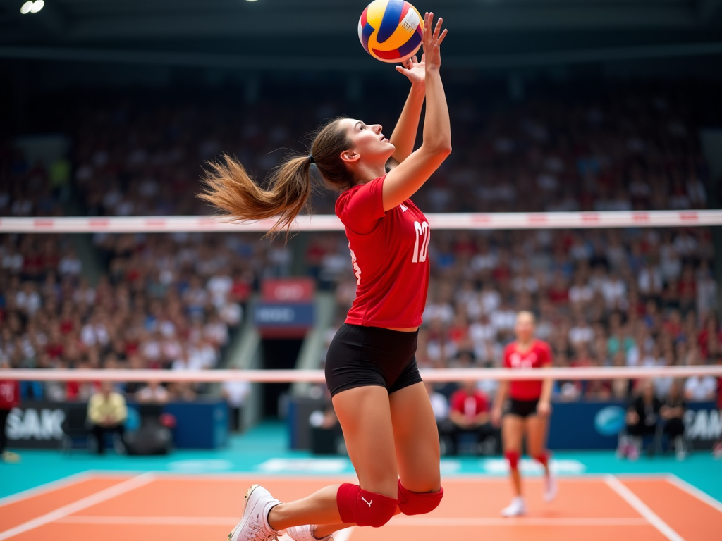 Türk kadın voleybolcunun maç sırasında smaç vuruşu