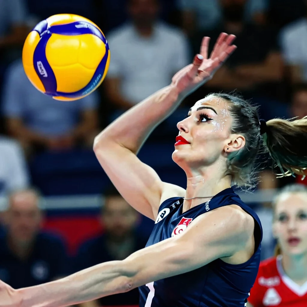 Voleybol maçında smaç vuran makyajlı Çanakkale sporcu kızı