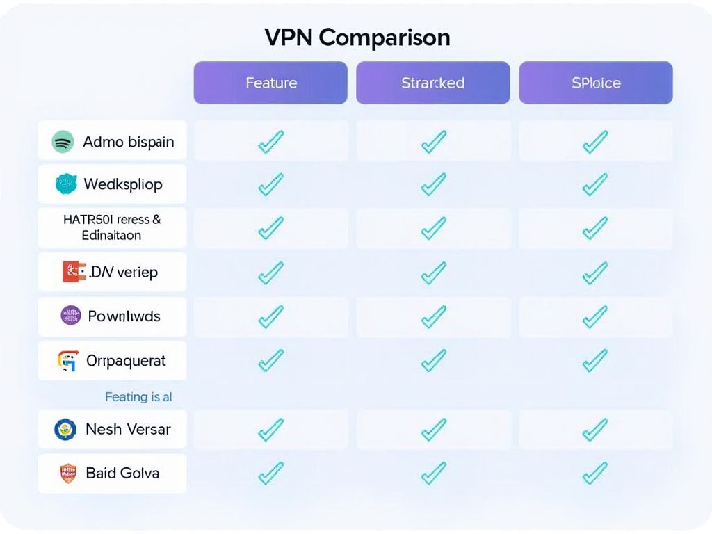 Farklı VPN hizmetlerinin özelliklerini ve fiyatlarını karşılaştıran bir tablo