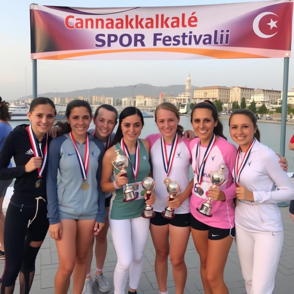 Çanakkale Spor Festivali’nde madalya kazanan genç kadın sporcular
