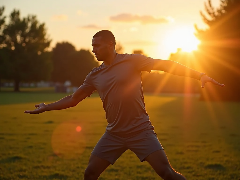 Sporcu dışarıda esneme yapıyor