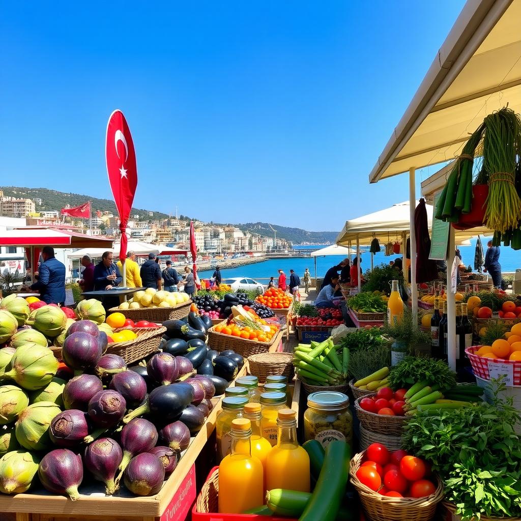 Çanakkale’de taze sebzeler ve zeytinyağıyla dolu bir köy pazarı