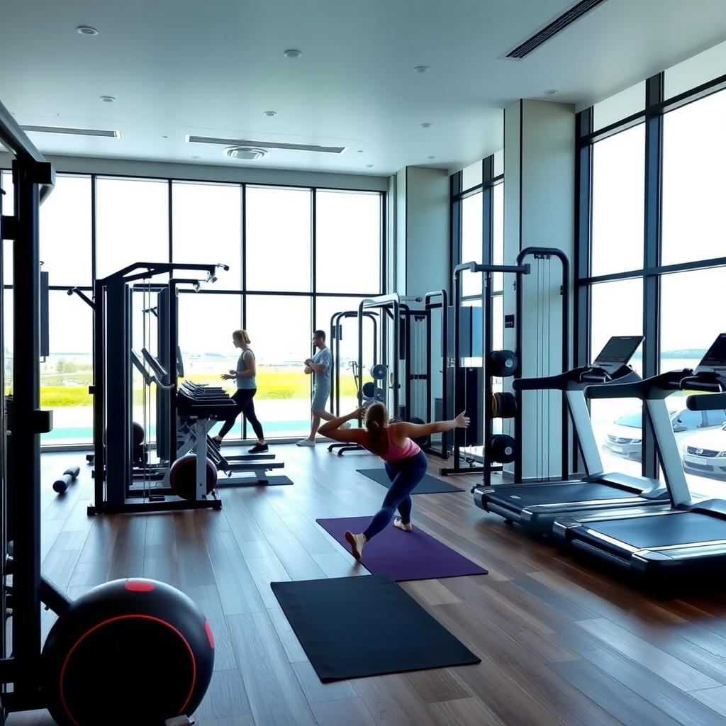 Çanakkale'deki modern bir spor salonunda egzersiz yapan insanlar