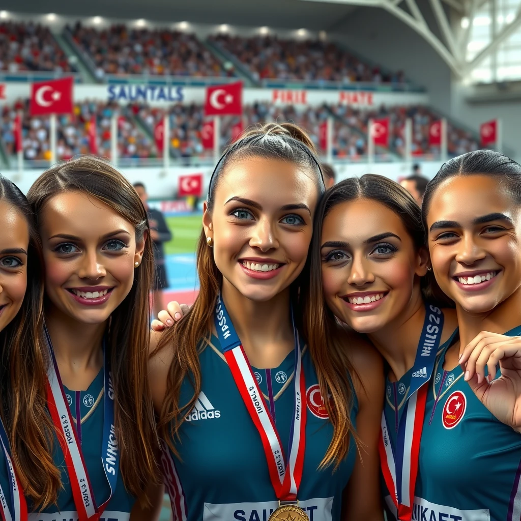 Çanakkale spor etkinliklerinde madalya alan makyajlı kız sporcular